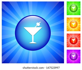 Martinie Icon on Round Button with Blue Glow