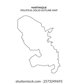 Martinique is depicted with its political borders. The solid outline emphasizes the shape and details of the island, useful for geographical or educational purposes.