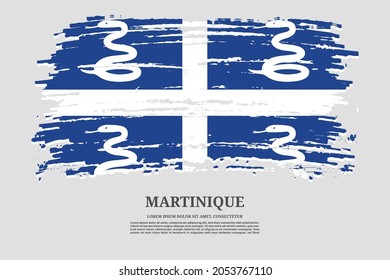 Martinique flag with brush stroke effect and information text poster, vector background