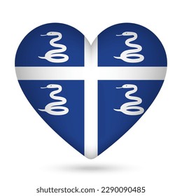 Bandera de Martinica en forma de corazón. Ilustración vectorial.
