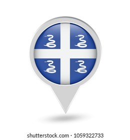 Martinique Flag Round Pin Icon. Vector icon.