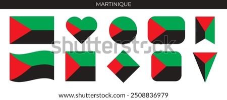 Martinique flag set. Vector illustration isolated on white background	