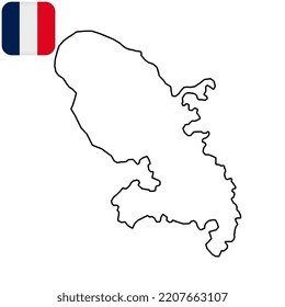 Martinique island Map. Region of France. Vector illustration.