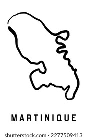 Martinique island map simple outline. Vector hand drawn simplified style map.