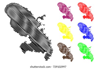 Martinique island map vector illustration, scribble sketch Martinique 