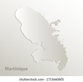 Martinique map, card paper 3D natural vector