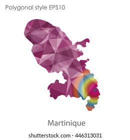 Martinique map in geometric polygonal style.Abstract gems triangle,modern design background.Vector Illustration EPS10.