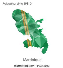 Martinique map in geometric polygonal style.Abstract gems triangle,modern design background.Vector Illustration EPS10.