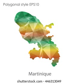 Martinique map in geometric polygonal style.Abstract gems triangle,modern design background.Vector Illustration EPS10.