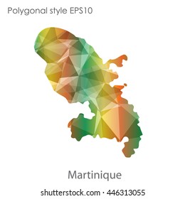 Martinique map in geometric polygonal style.Abstract gems triangle,modern design background.Vector Illustration EPS10.