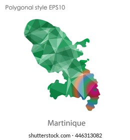 Martinique map in geometric polygonal style.Abstract gems triangle,modern design background.Vector Illustration EPS10.