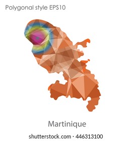 Martinique map in geometric polygonal style.Abstract gems triangle,modern design background.Vector Illustration EPS10.