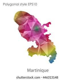 Martinique map in geometric polygonal style.Abstract gems triangle,modern design background.Vector Illustration EPS10.