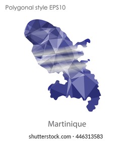 Martinique map in geometric polygonal style.Abstract gems triangle,modern design background.Vector Illustration EPS10.