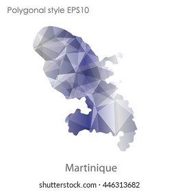 Martinique map in geometric polygonal style.Abstract gems triangle,modern design background.Vector Illustration EPS10.