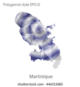 Martinique map in geometric polygonal style.Abstract gems triangle,modern design background.Vector Illustration EPS10.