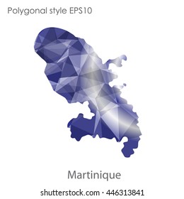 Martinique map in geometric polygonal style.Abstract gems triangle,modern design background.Vector Illustration EPS10.