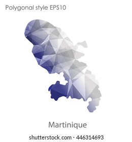 Martinique map in geometric polygonal style.Abstract gems triangle,modern design background.Vector Illustration EPS10.