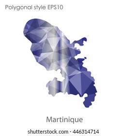Martinique map in geometric polygonal style.Abstract gems triangle,modern design background.Vector Illustration EPS10.