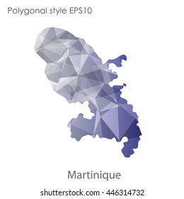 Martinique map in geometric polygonal style.Abstract gems triangle,modern design background.Vector Illustration EPS10.