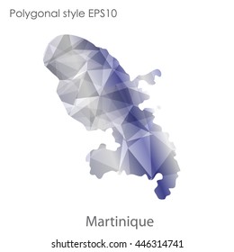 Martinique map in geometric polygonal style.Abstract gems triangle,modern design background.Vector Illustration EPS10.