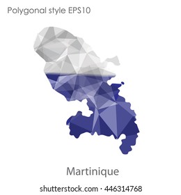 Martinique map in geometric polygonal style.Abstract gems triangle,modern design background.Vector Illustration EPS10.