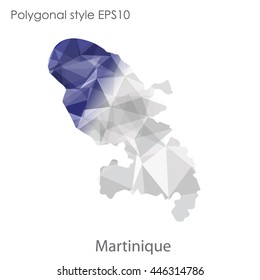Martinique map in geometric polygonal style.Abstract gems triangle,modern design background.Vector Illustration EPS10.