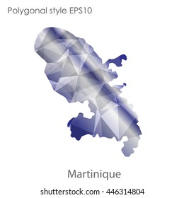 Martinique map in geometric polygonal style.Abstract gems triangle,modern design background.Vector Illustration EPS10.