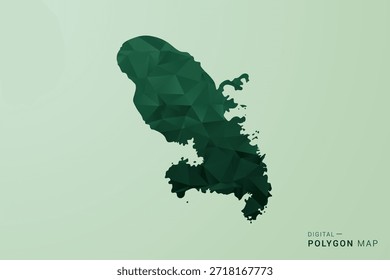 Martinique Map - Green Polygon Style Vector Illustration, Low Poly Geometric Design with Clean Silhouette on soft green Background.