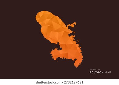 Mapa de Martinica - Vector bajo de polígono polivinílico, silueta geométrica triangulada en tonos naranja y marrón oscuro, estilo infográfico moderno limpio, fondo aislado.