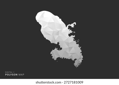 Mapa de Martinica - Ilustración vectorial de estilo polígono en diseño geométrico de bajo poli negro, gris y blanco, silueta mínima, aislado para infografía.