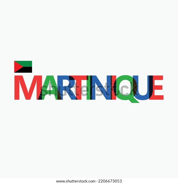 Martinique RGB colorful overlapping letters\
typography with its national flag. French overseas territories\
rainbow text\
decoration.