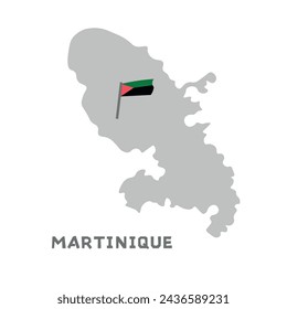 Martinique vector map with the flag inside. Map of the Martinique with the national flag isolated on white background. Vector illustration