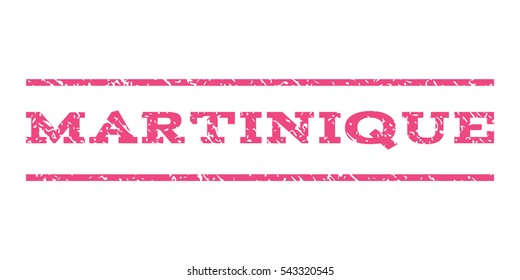 Martinique watermark stamp. Text caption between horizontal parallel lines with grunge design style. Rubber seal stamp with dust texture. Vector pink color ink imprint on a white background.