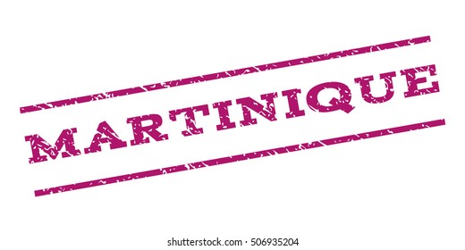 Martinique watermark stamp. Text tag between parallel lines with grunge design style. Rubber seal stamp with scratched texture. Vector purple color ink imprint on a white background.