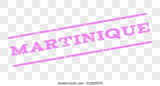 Martinique watermark stamp. Text tag between parallel lines with grunge design style. Rubber seal stamp with unclean texture. Vector violet color ink imprint on a chess transparent background.