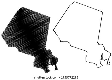 Martinsville city County, Commonwealth of Virginia (Independent city, U.S. county, United States of America) map vector illustration, scribble sketch Martinsville map