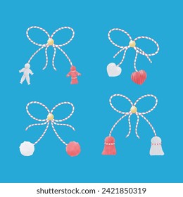 Martisor element watercolor vector illustration