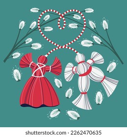 Martisor Illustration mean Moldovan  Romanian amd Bulgarian symbol for spring beginning