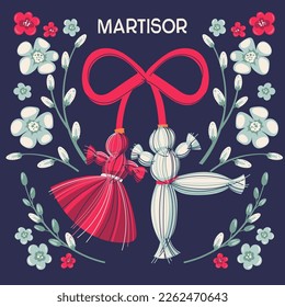 Martisor Illustration mean Moldovan  Romanian amd Bulgarian symbol for spring beginning