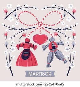 Martisor Illustration mean Moldovan  Romanian amd Bulgarian symbol for spring beginning