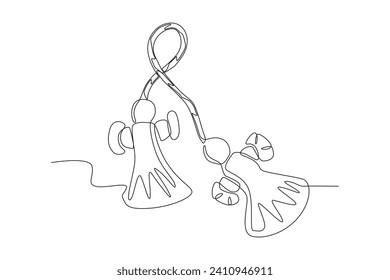 A Martisor with a puppet design. Martisor one-line drawing