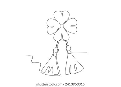 A Martisor with small floral decoration. Martisor one-line drawing