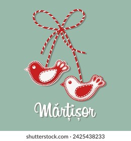 Martisor, símbolo de la primavera. Tradicional vacaciones de primavera en Rumania y Moldavia. Tarjeta de vacaciones, banner, vector.