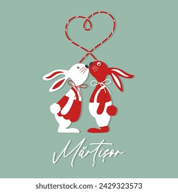 Martisor, symbol of spring. Traditional spring holiday in Romania and Moldova. Holiday card, banner, vector.