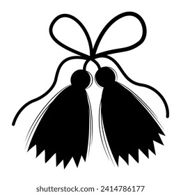 Martisor talisman. Silhouette traditional accessory Martenitsa. Baba Marta Day. spring holiday. Vector black hand drawing