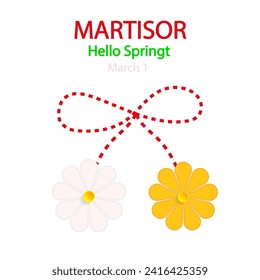 Martisor talisman traditional accessory Baba Marta Day Hello spring, vector art illustration.