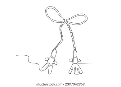 A Martisor tied to a rope. Martisor one-line drawing