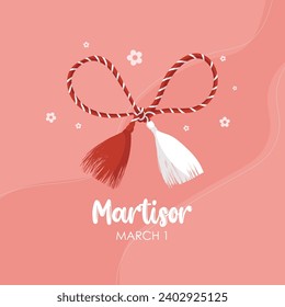 Martisor vector card, illustration. March 1st holiday of spring in Romania and Moldova. Martisor means a holiday that symbolizes the arrival of spring.