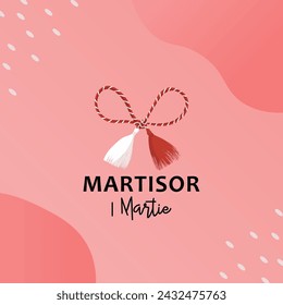 Martisor vector card, illustration. March 1st holiday of spring in Romania and Moldova. Martisor means a holiday that symbolizes the arrival of spring.